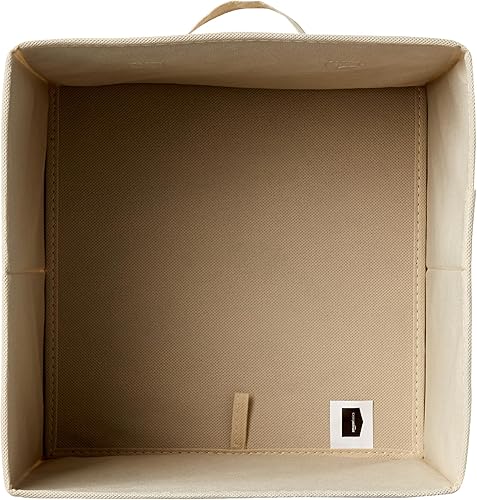 Miniatura 3 de Yaxa Basics Organizador para almacenamiento, de tela, plegable, con forma de cubo, con asas, color beige, resistente, 33 x 33 x 33 cm, paquete de 6