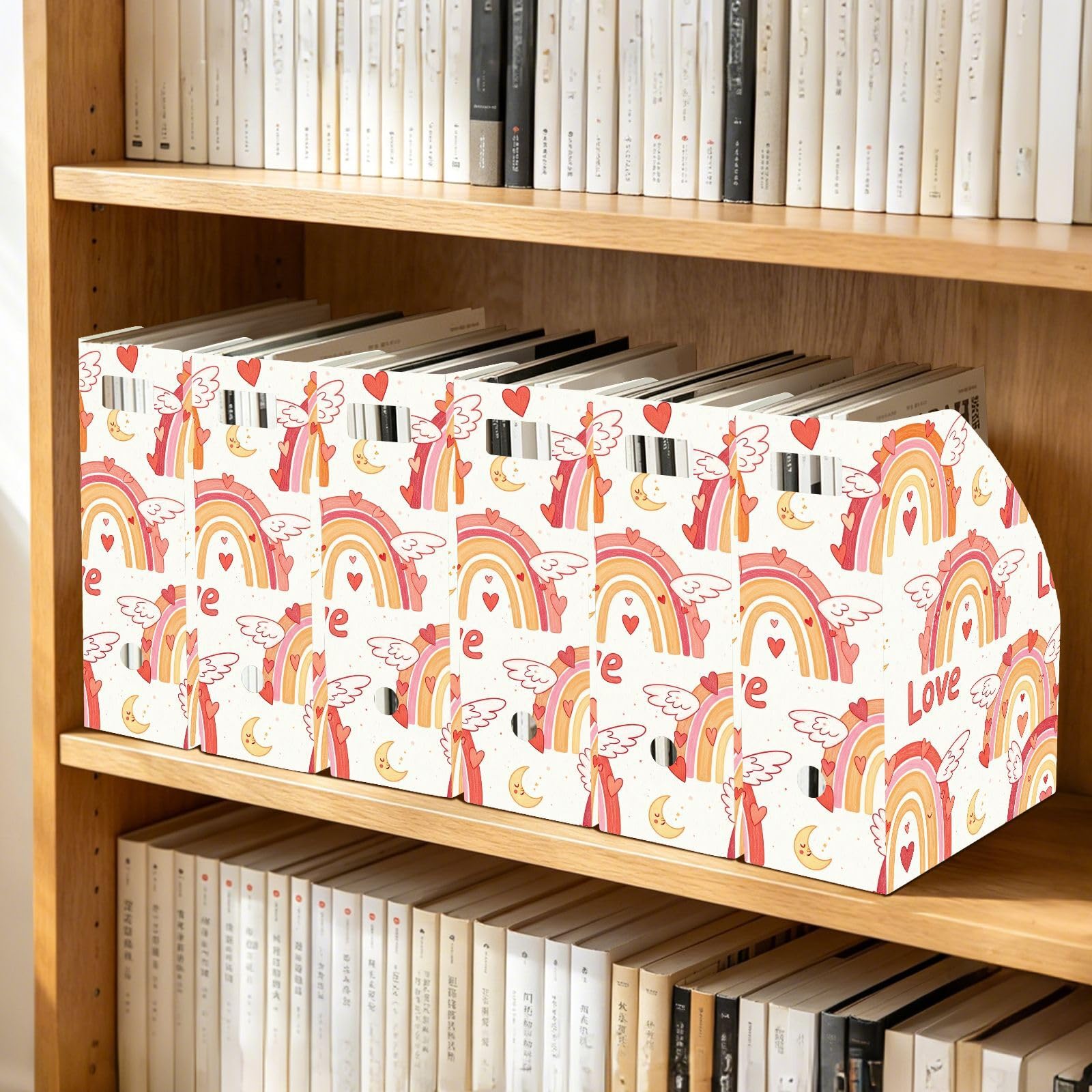 Organiseur de bureau avec classement vertical Motif arc-en-ciel Rose