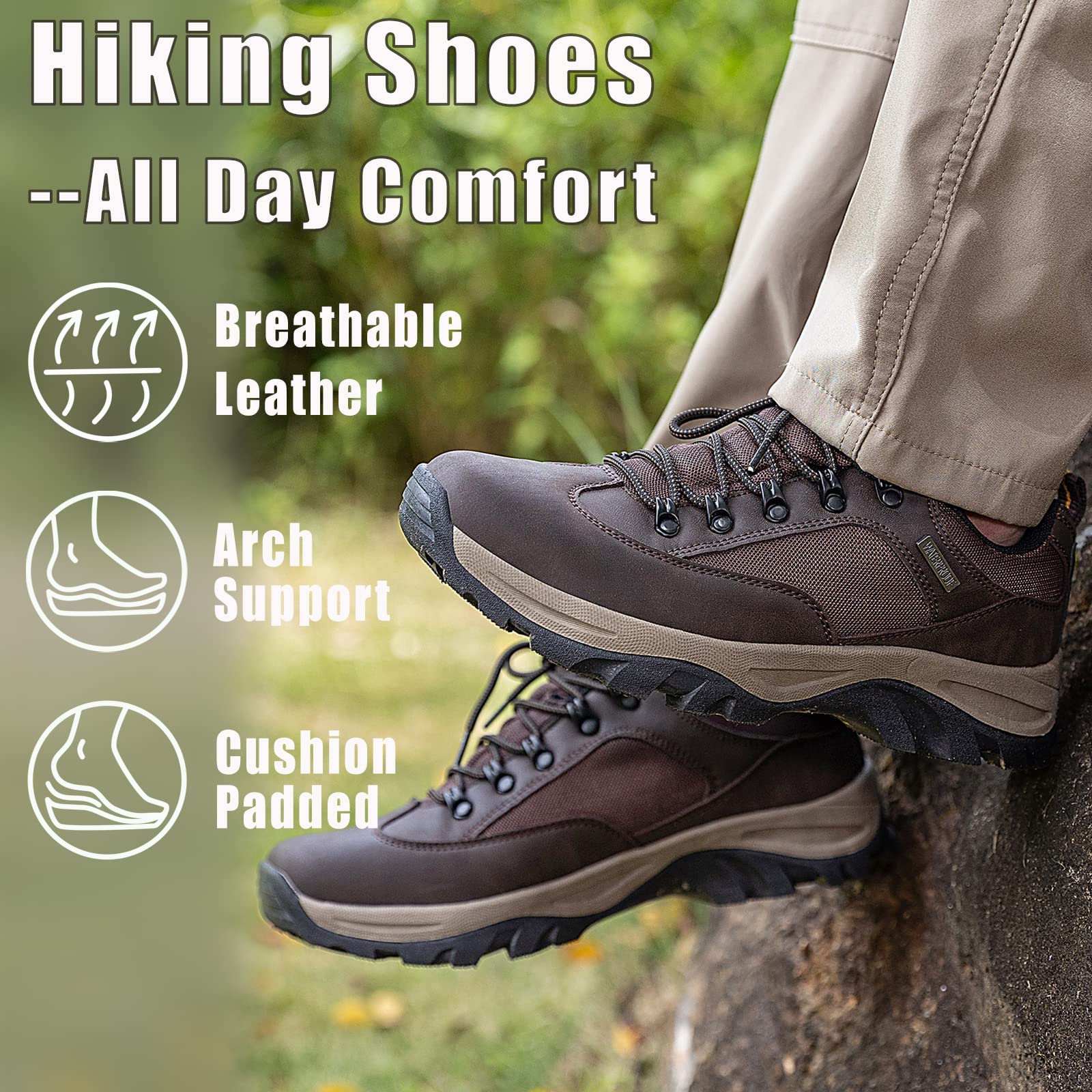 CC-Los Men's Hiking Shoes | Waterproof Work Shoes | Non-Slip & Comfortable Walking Size 9.5-10