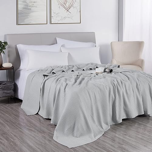 Miniatura 2 de DOZ - Manta de cama de algodón orgánico de bambú de alta calidad para sofá y sofá, alta GSM, ligera y ultrasuave, transpirable, manta de verano para