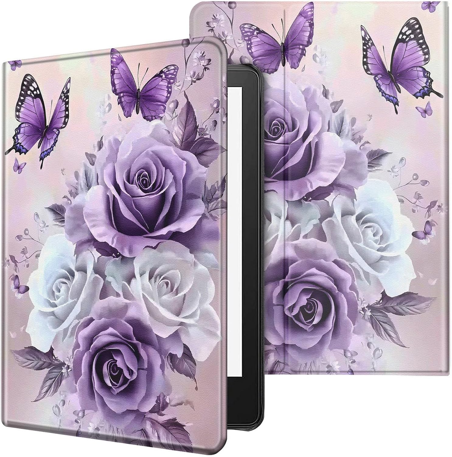 Case for All-New Kindle Paperwhite 12th Generation 7 inch 2024 & Kindle Colorsoft Signature Edition 2024 Lightweight Protective Smart Stand Cover with Auto Wake Sleep - Colorful Flower And Butterflies