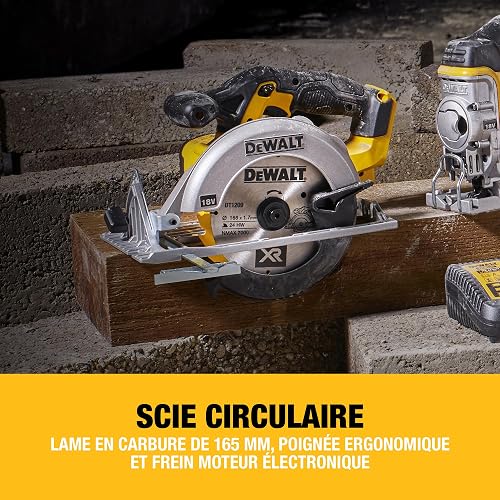 DEWALT - Pack 5 outils XR 18V, 1 perceuse-visseuse, 1 visseuse à chocs à 3 vitesses, 1 scie sauteuse, 1 scie circulaire, 1 lampe LED, 3 batteries 5Ah, 1 chargeur et 2 coffrets TSTAK, DCK551P3T-QW - 5