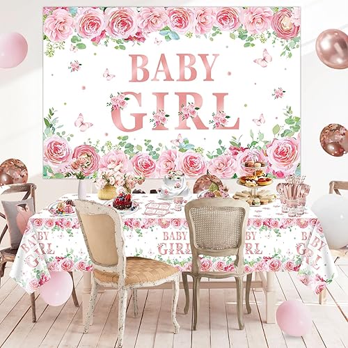 Miniatura 5 de 227 piezas de decoraciones de baby shower para niñas, suministros de fiesta de revelación de género, juego de vajilla, platos, servilletas, telón de