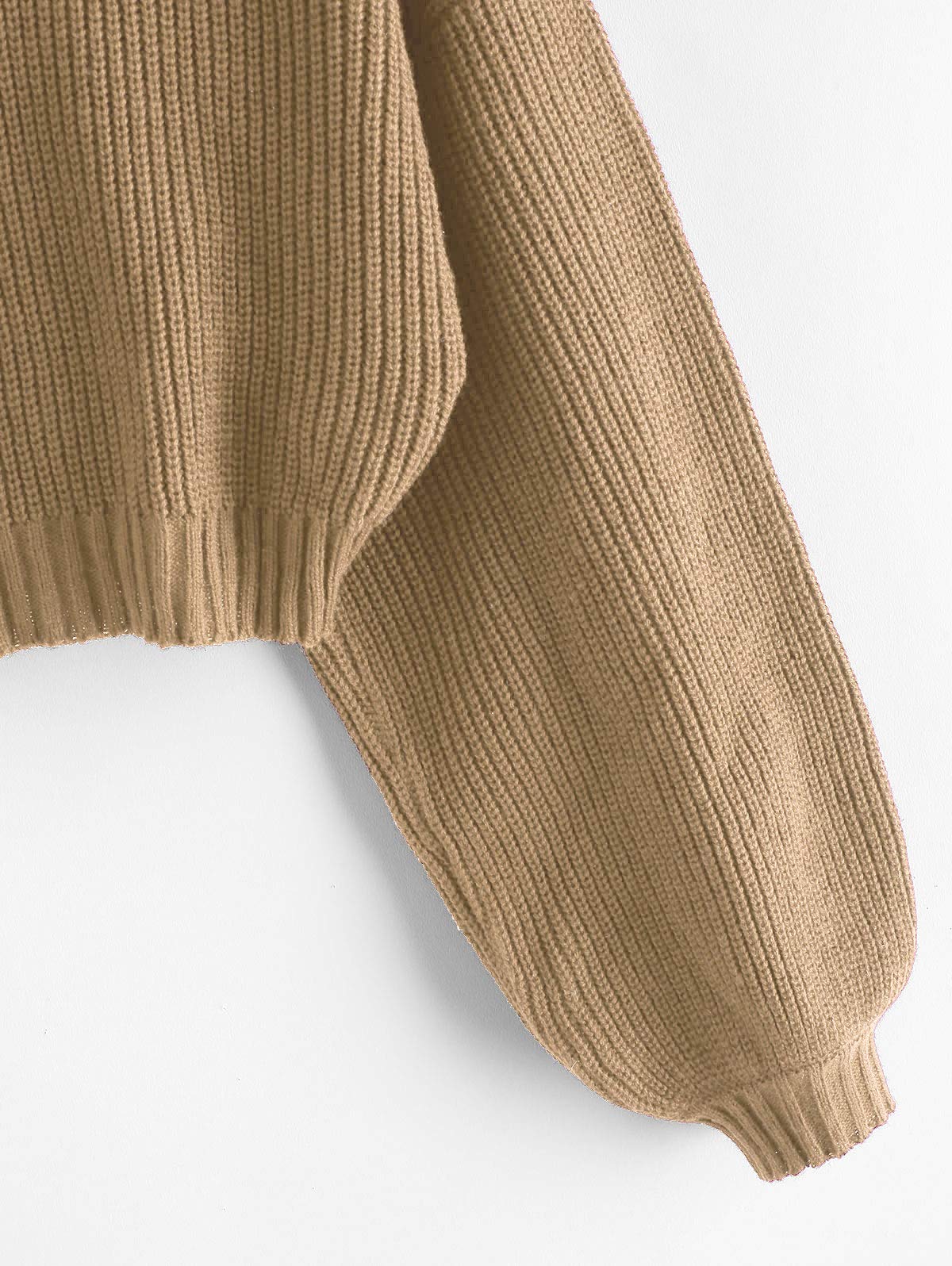 ZAFUL Strick Pullover Damen Rollkragen Cropped Elegant Langarm Drop Shoulder Kurzer Pulli Sweater for Herbst Winter