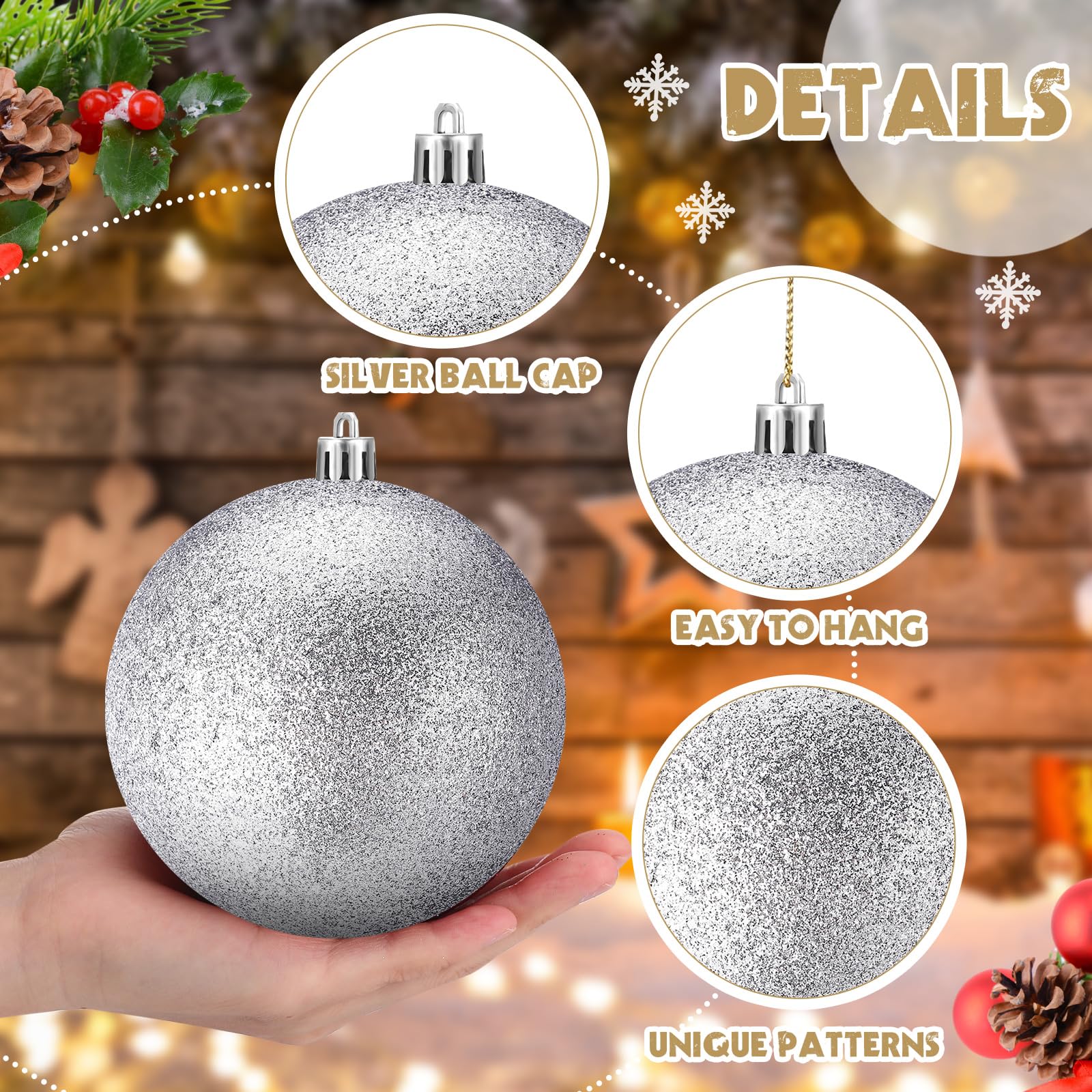 Syhood Juego de 12 adornos de bolas de Navidad de 4 pulgadas, inastillables, bolas de plástico para decoración de árbol de Navidad, bolas colgantes para árbol de Navidad, vacaciones, boda, fiesta