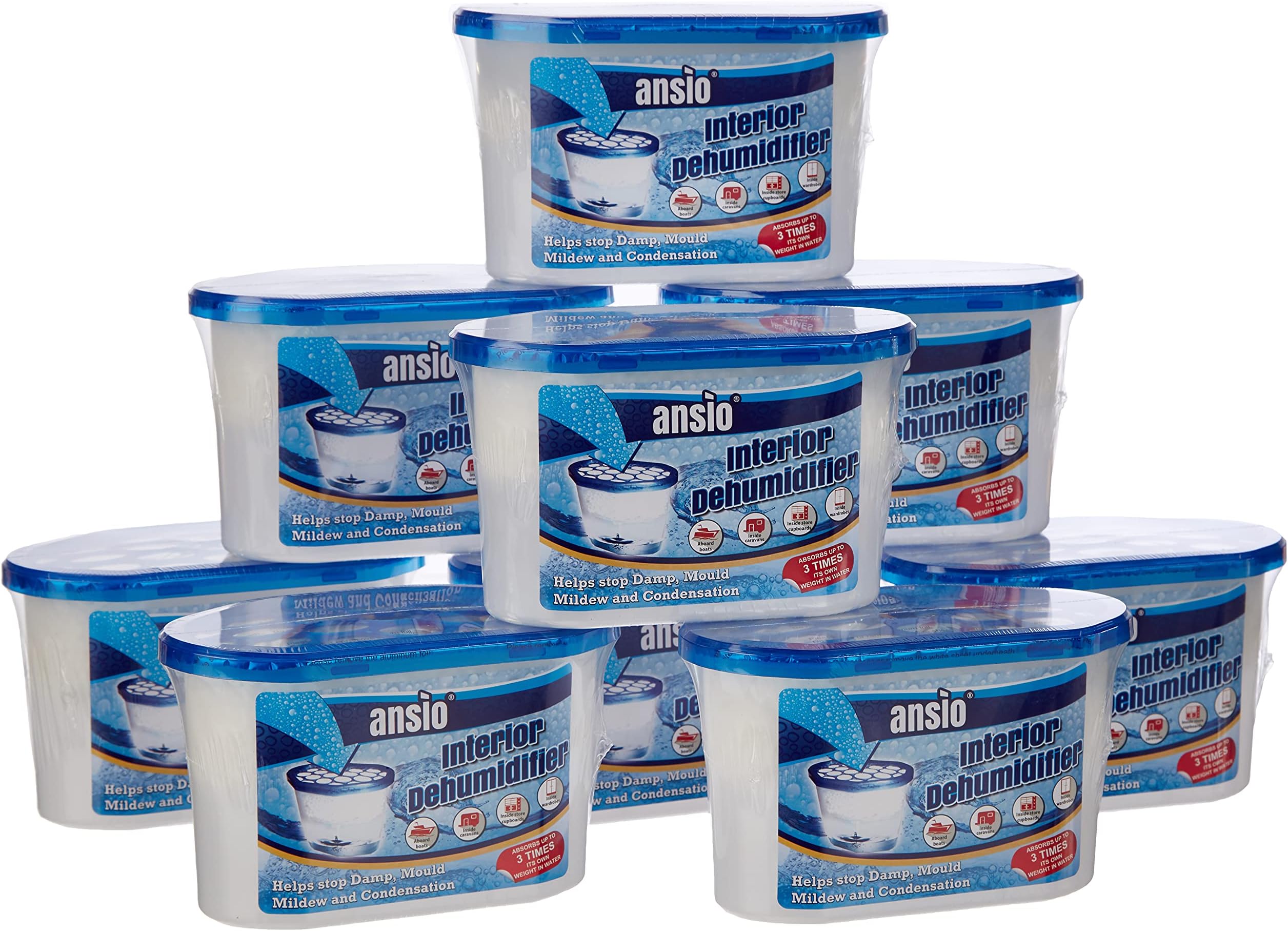 Dehumidifier 500ml Pack of 10 Condensation Remover Moisture Absorber Dehumidifiers for Damp, Mould, Moisture in Home, Kitchen, Wardrobe, Bedroom, Caravan, Office, Garage, Bathroom, Basement