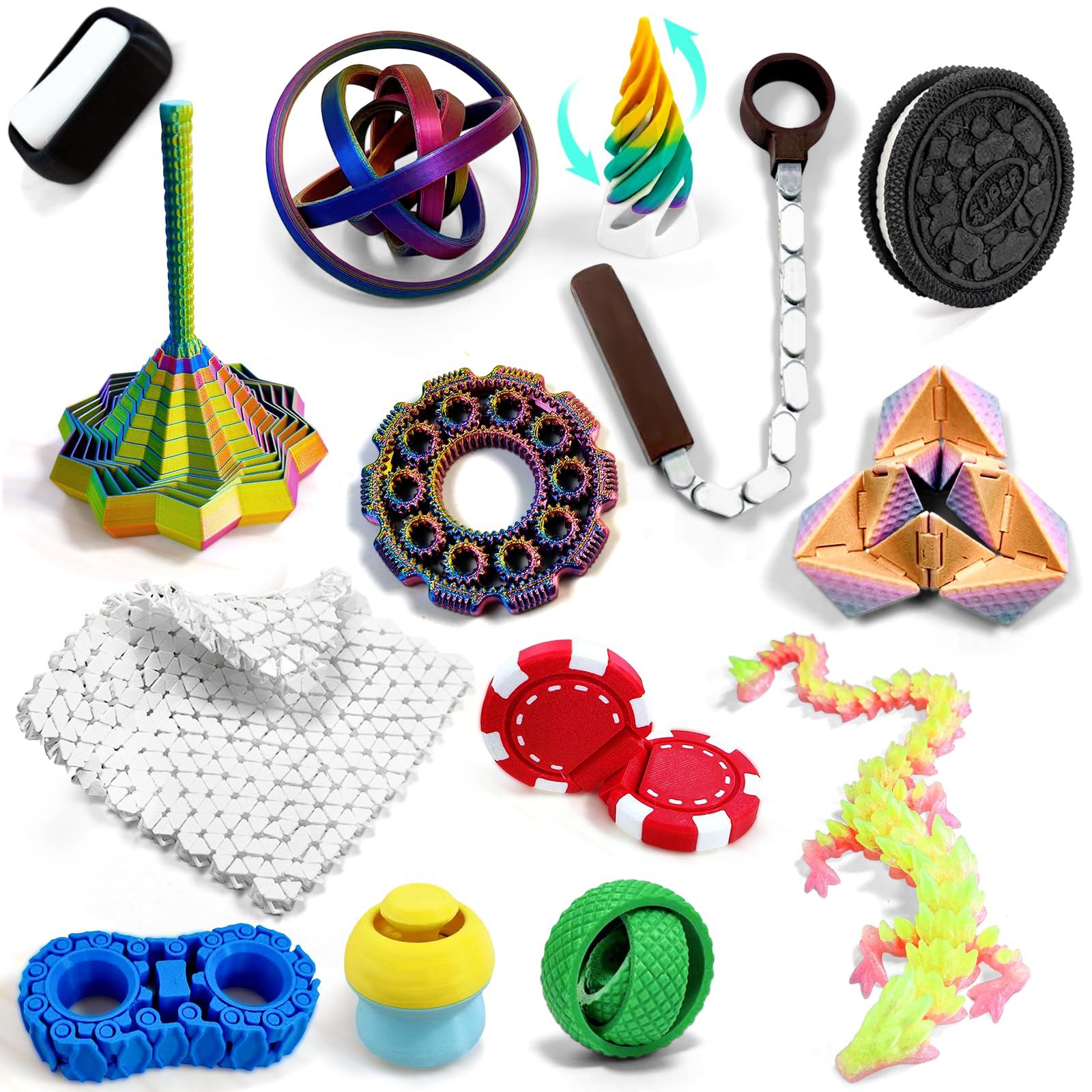 TUTHKOTH 14-in-1 3D Printed Fidget Set
