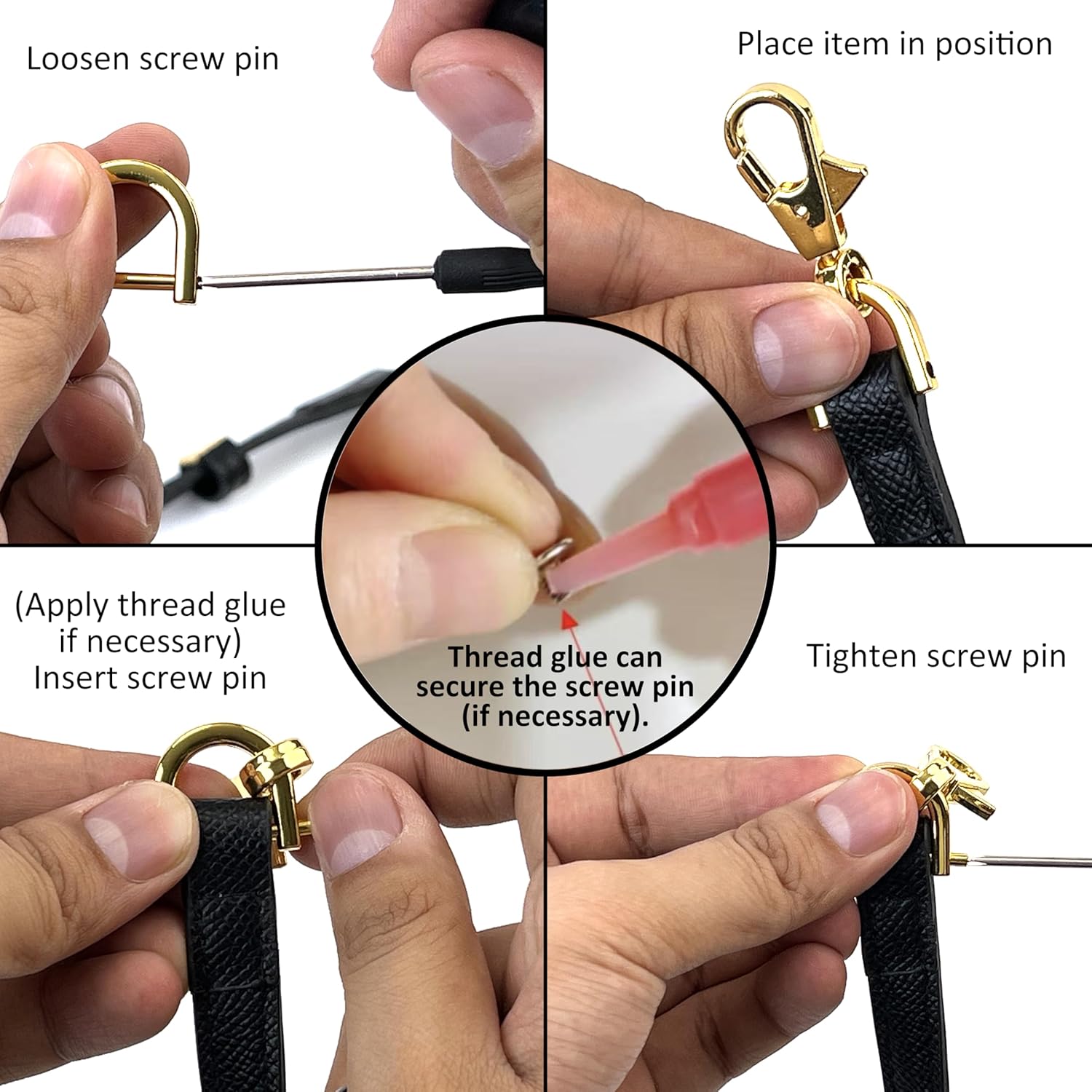 4 Pcs Heavy Duty D Rings Screw in Shackle 3/4 Inch Bronze U Shape Replacement D Ring for Purse Keychain Dog Collar - Image 4