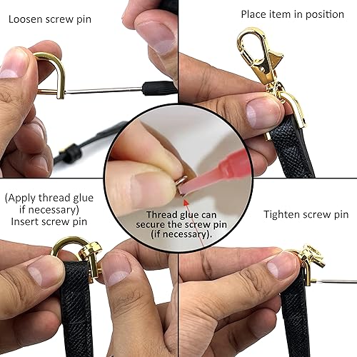 Miniatura 4 de 4 anillos en D resistentes con grillete de 1-12 pulgadas, color negro plomizo, en forma de U, anillo D de repuesto para bolso, llavero, collar de