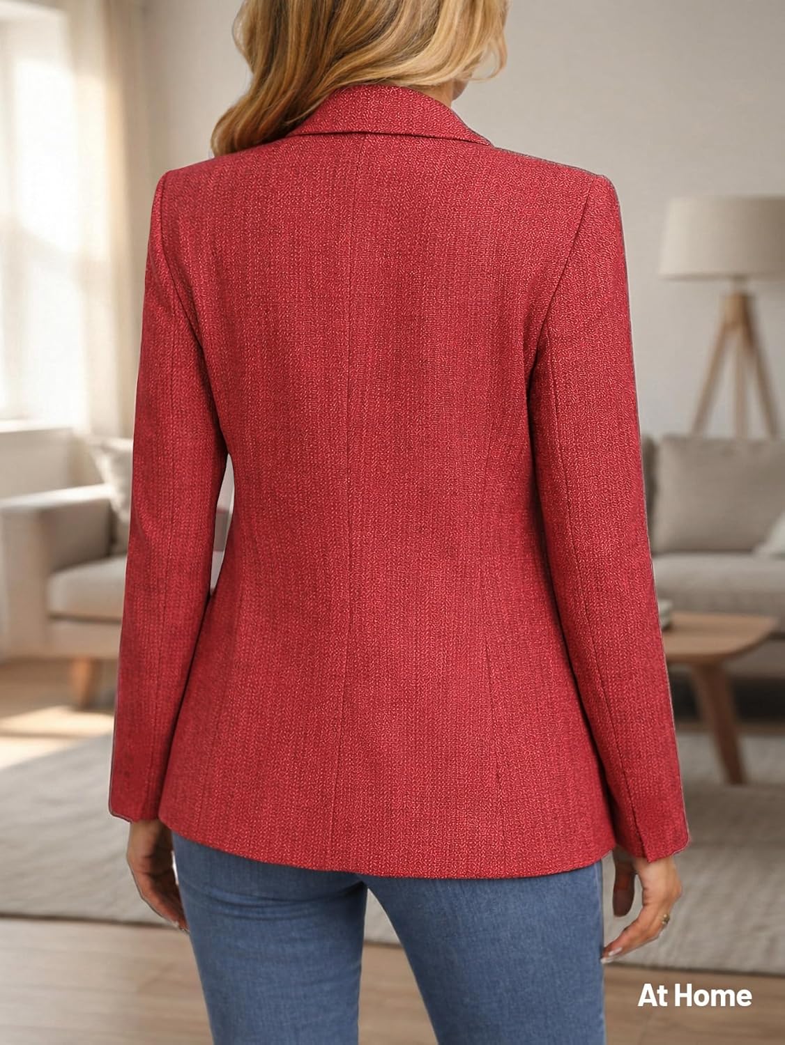 Mina Self 2026 Spring Women's Tweed Plaid Blazer Jacket - Fully Lined Fashion Business Casual Elegant Work Coat Pockets - Image 5