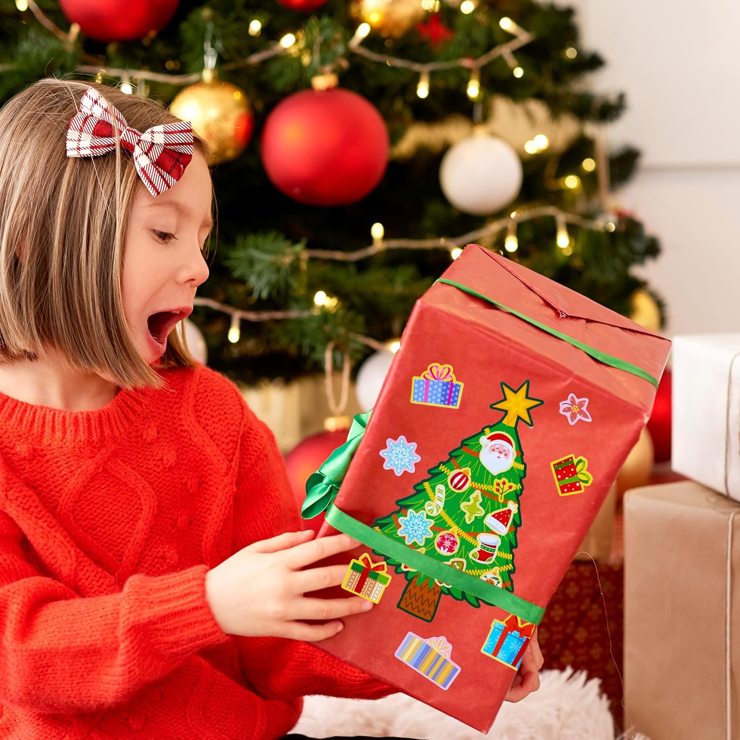 JOYIN 48 Pcs Christmas Sticker Sheets, Christmas Craft Supplies for Kids, Make Your Own Characters Mix and Match Sticker Sheets with Trees, Kids Party Favor Supplies, Xmas Classroom Activities Game