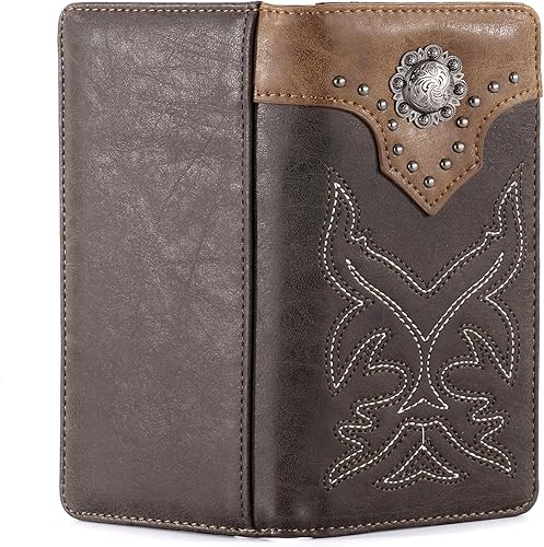 Miniatura 5 de Montana West Western Wallet American Pride Hair-On - Cartera de cuero genuino con herramientas de estrella solitaria, colección floral en relieve