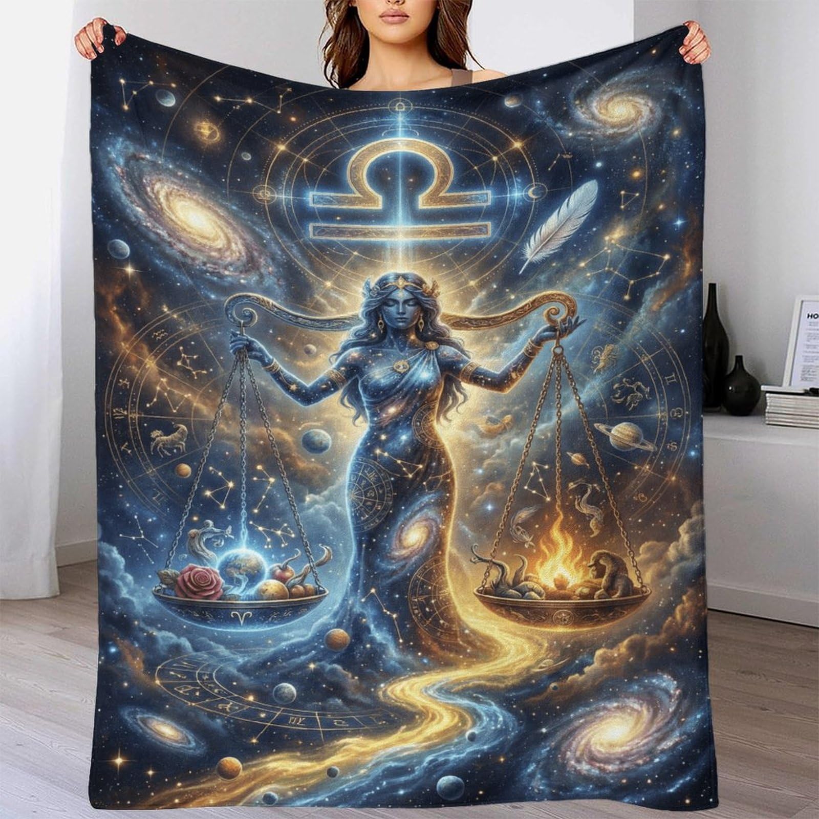 W7C8U2X3 Libra Zodiac for for Soft Throw Blanket, Camping Car Travel