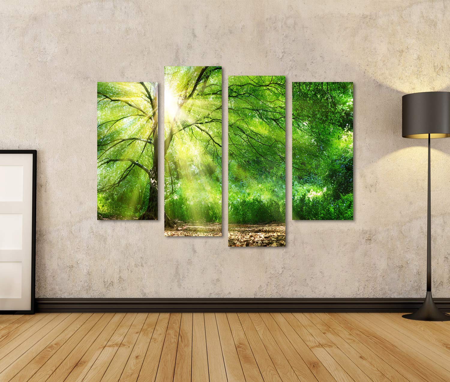 islandburner Quadro su tela Albero con sole in una foresta selvaggia Quadri Stampe per soggiorno ufficio