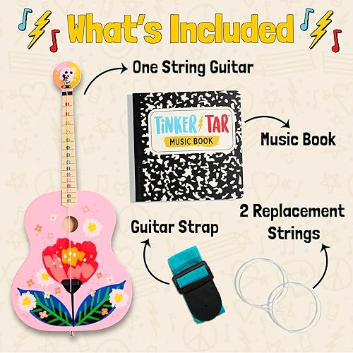 Miniatura 3 de Guitarra acústica floral rosa - La forma más fácil de comenzar y aprender guitarra - 1 instrumento de juguete de cuerda para niños introducción