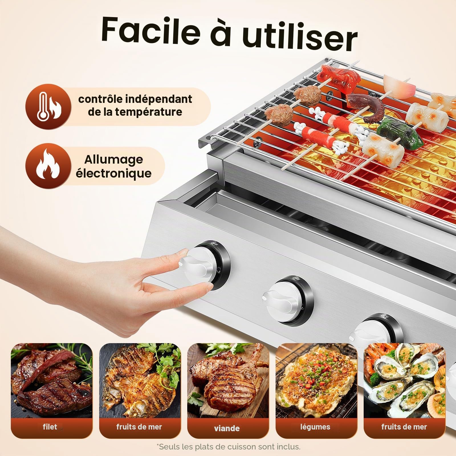 Barbecue à gaz à 4 brûleurs, barbecue de table portable, barbecue de camping portable, barbecue à gaz en acier inoxydable, barbecue à gaz, cuisinière à gaz d'extérieur, barbecue butane, grille