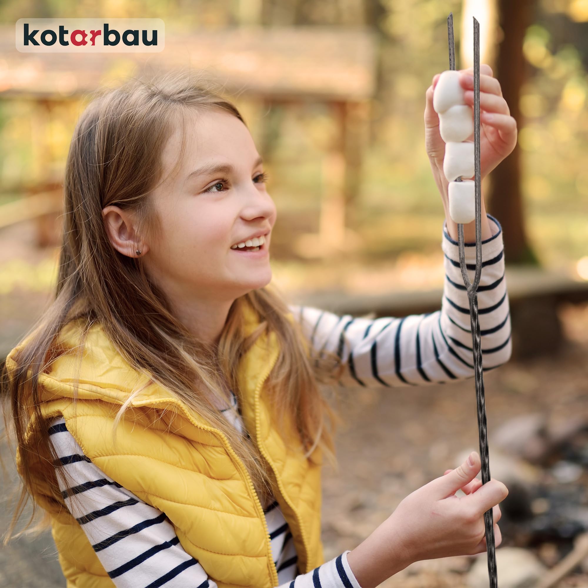 KOTARBAU® 10er Set Grillspieße - Lagerfeuer Spieße lang - Grillgabel - Camping Grill – 120 cm – Würstchenstecker – Feuergabel – Grillgabeln