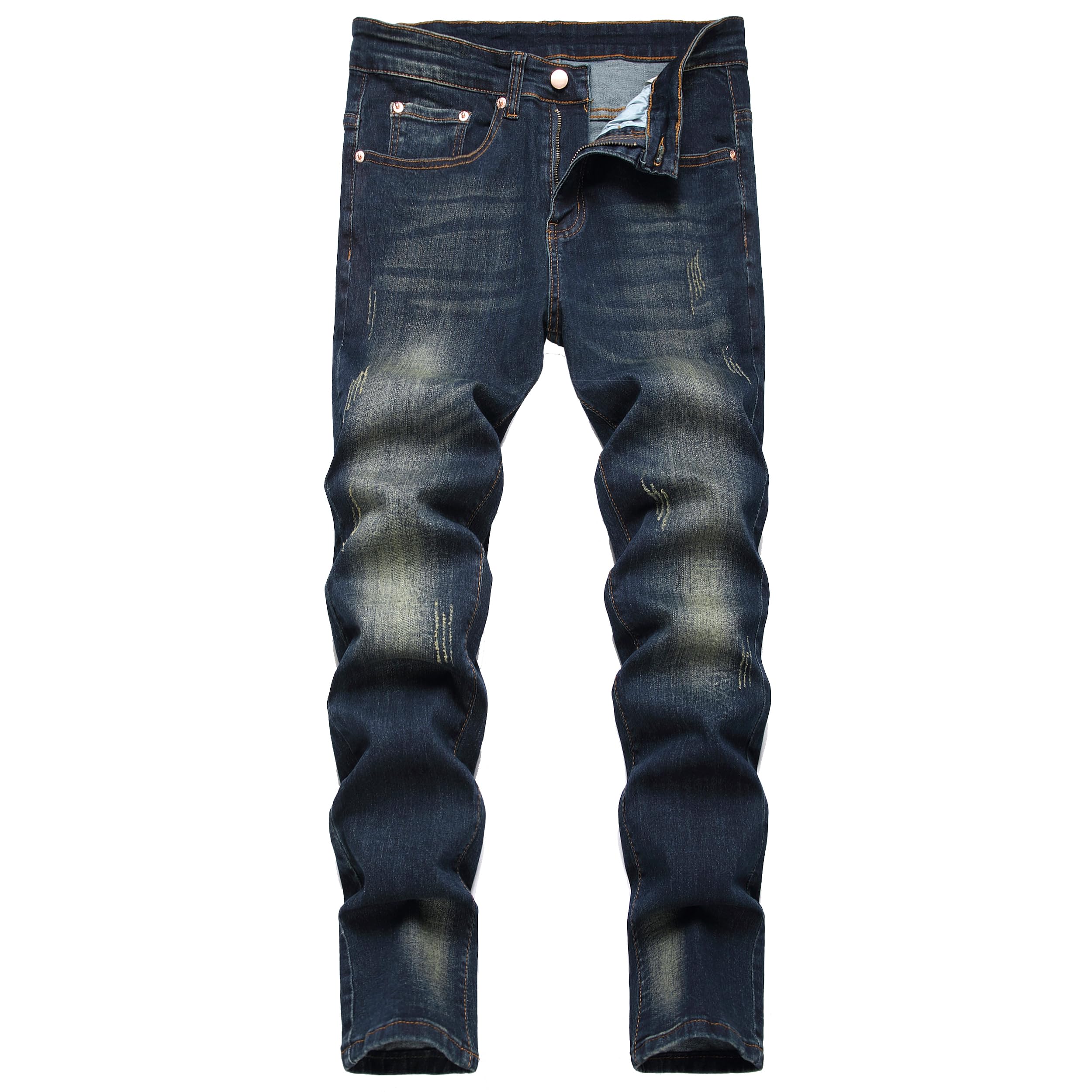 JUNBAOSS Men's Slim Fit Stretch Jeans Ripped Skinny Jeans for Men, Fashion Distressed Straight Comfort Flex Waist Pants