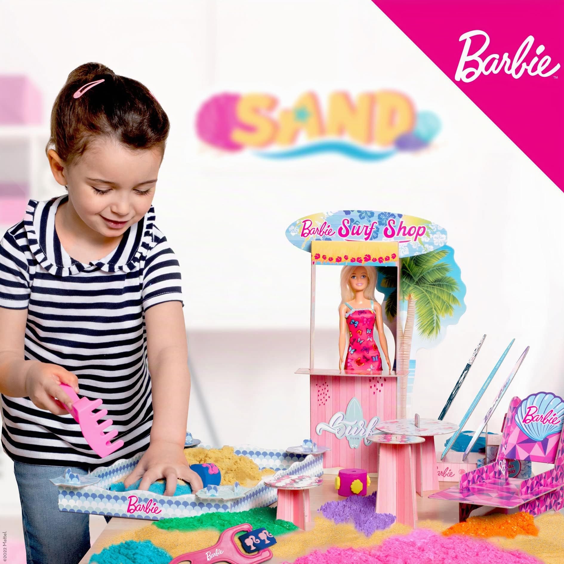 Lisciani – BARBIE Universe – BARBIE Surf & Sand Spielset – Strandspielset – 51,7 x 8 x 33,8 cm – mehrfarbig – Sandspielzeug – fördert die Kreativität – für Kinder ab 4 Jahren