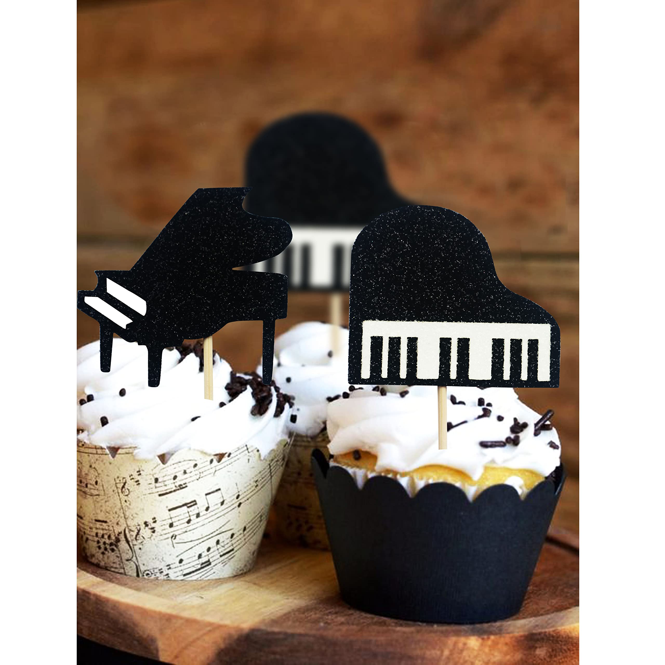 Piano Birthday Cupcake Toppers (24PCS) | Music Theme Party Decorations For Musician Birthday, Baby Shower - View #2