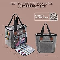 Vista 3 de LOOEN Yarn Knitting Storage Tote-Large Capacity Crochet Organizer Portable Travel Bag With Shoulder Strap Crochet Hooks Case for Unfinished Bulk