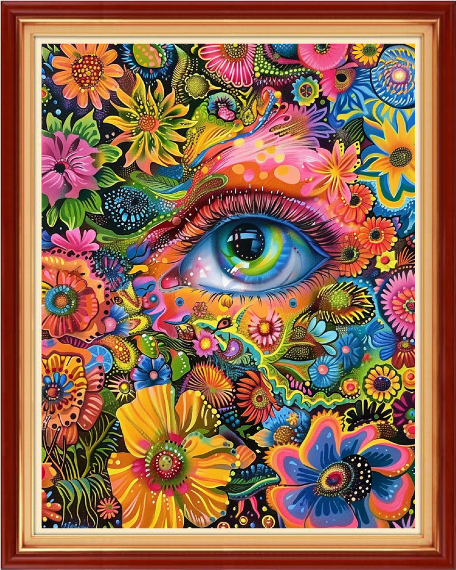 Findvoor Stamped Cross Stitch Kits for Beginners Full Range of Cross Stitching Embroidery Pattern for Adults, 11CT DIY Needlepoint Embroidery Starter Kits-Colorful Flower Eyes 16x20 inch