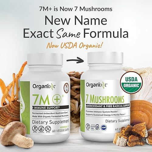 Miniatura 2 de Organixx Suplemento orgánico de hongos USDA, 7 hongos fermentados – melena de león, shiitake, cordyceps, cola de pavo, reishi – para apoyo