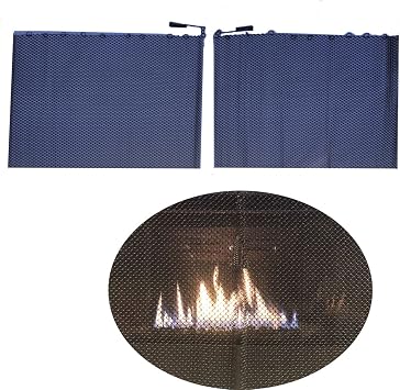 GOODPONDVIEW Fireplace Mesh Screen Curtain 18 High X 24 inch Width X 2 PCS Two Panels with Rings and Screen Pull Decorate Metal Curtain Enamel Black Finishing