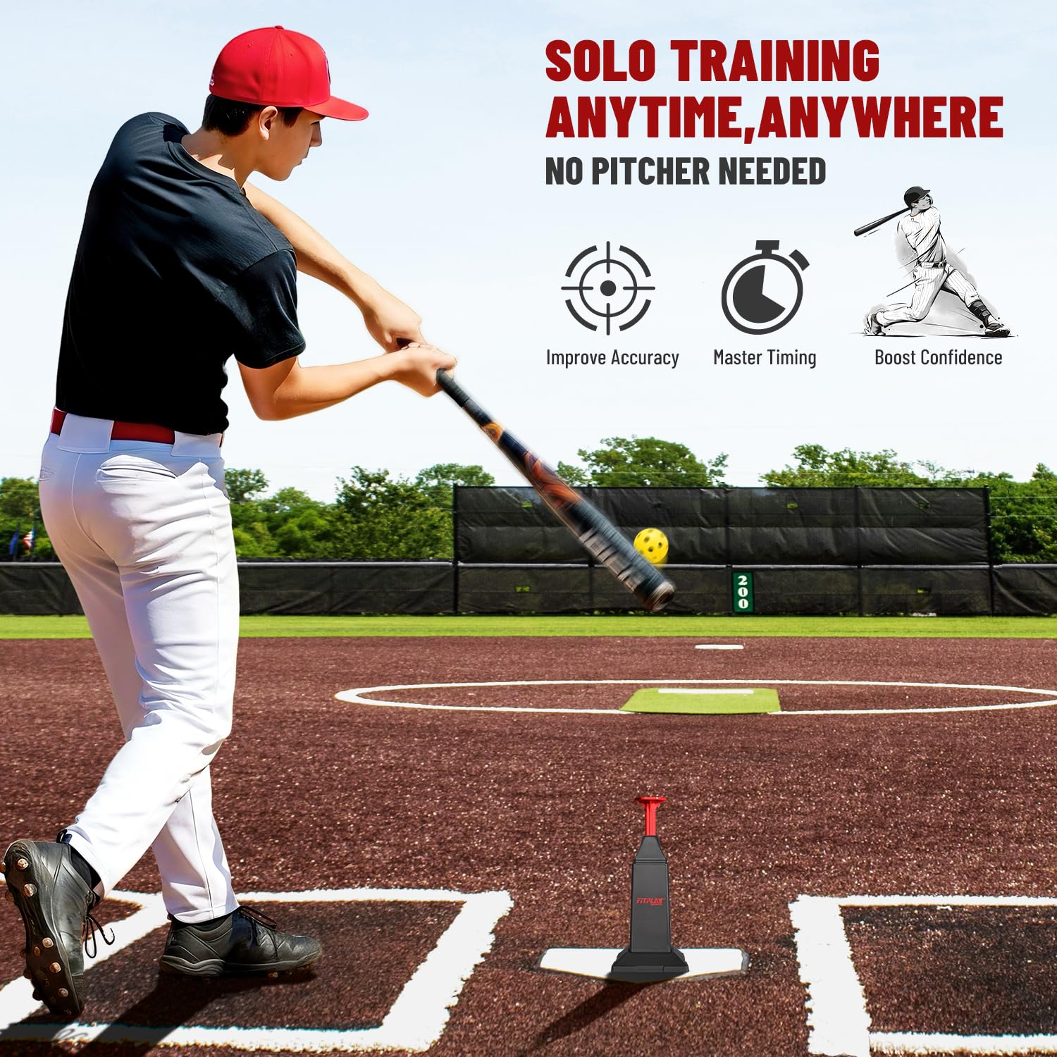 Tee-Popper mit 12 Mini-Bällen, Pop-Höhe bis zu 101,6 cm, Schlag-Tee für Baseball und Softball, Pitching-Maschinen für Schwungübungen ohne Krug, Baseball-Training für alle Spieler