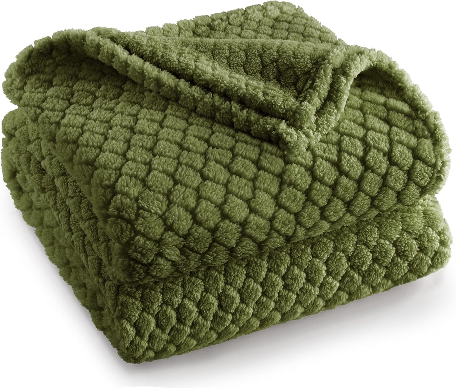 Exclusivo Mezcla Fleece Throw Blanket for Couch and Bed,Extra Soft Warm Decorative Fuzzy Throws for Women,Lightweight Cozy Blankets Size 50x60 Inches, Olive Green