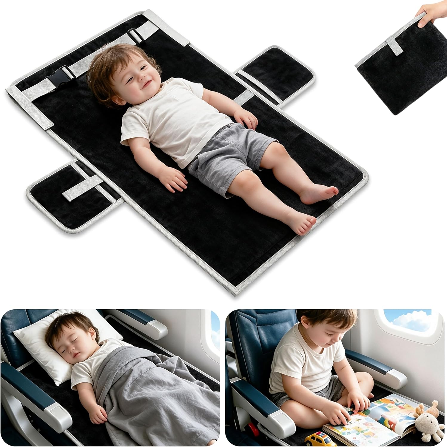 Citaiku Toddler Airplane Bed, Portable Airplane Seat Extender for Kids