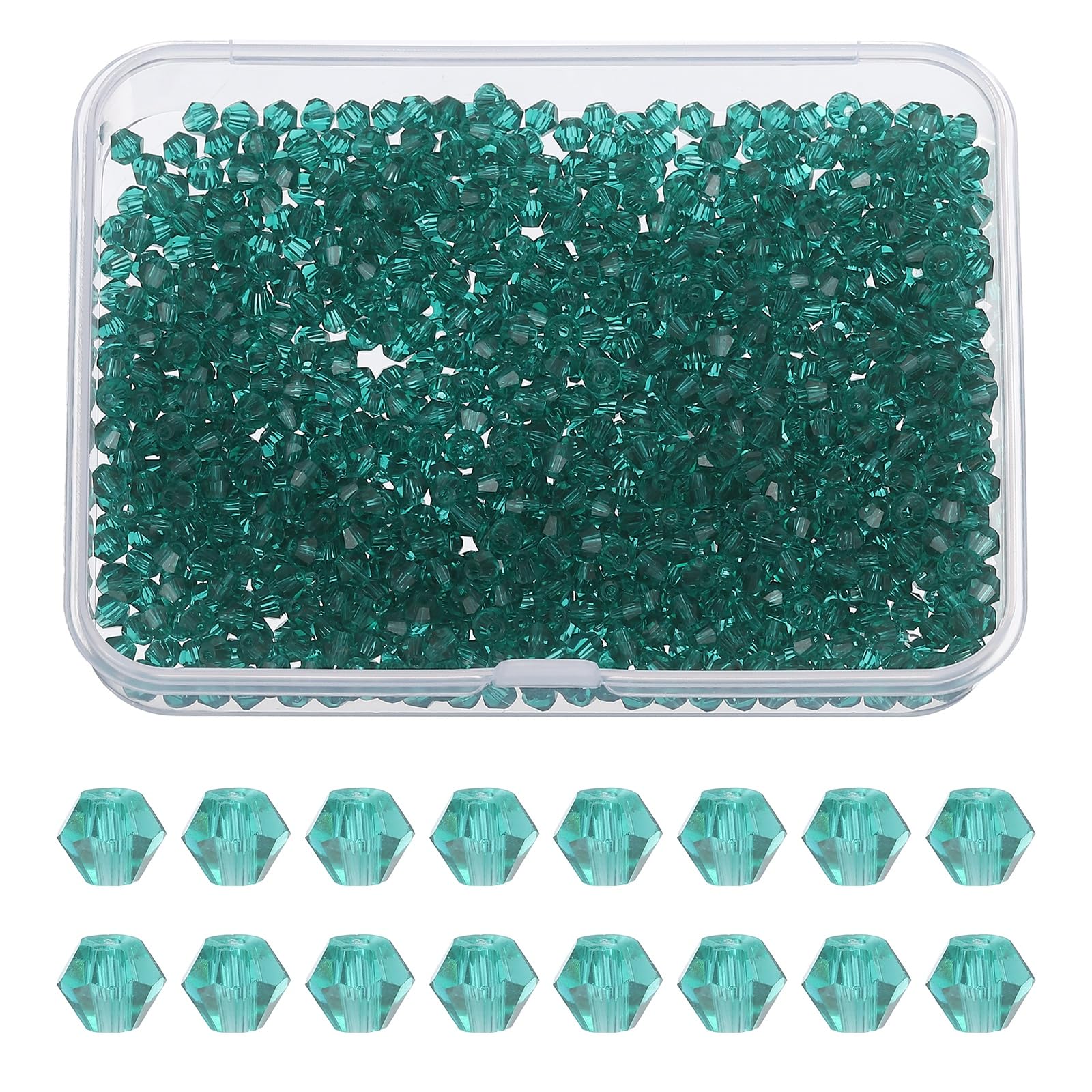 PATIKIL 1000pcs 3mm Bicone Glass Crystal Beads, Dark Green