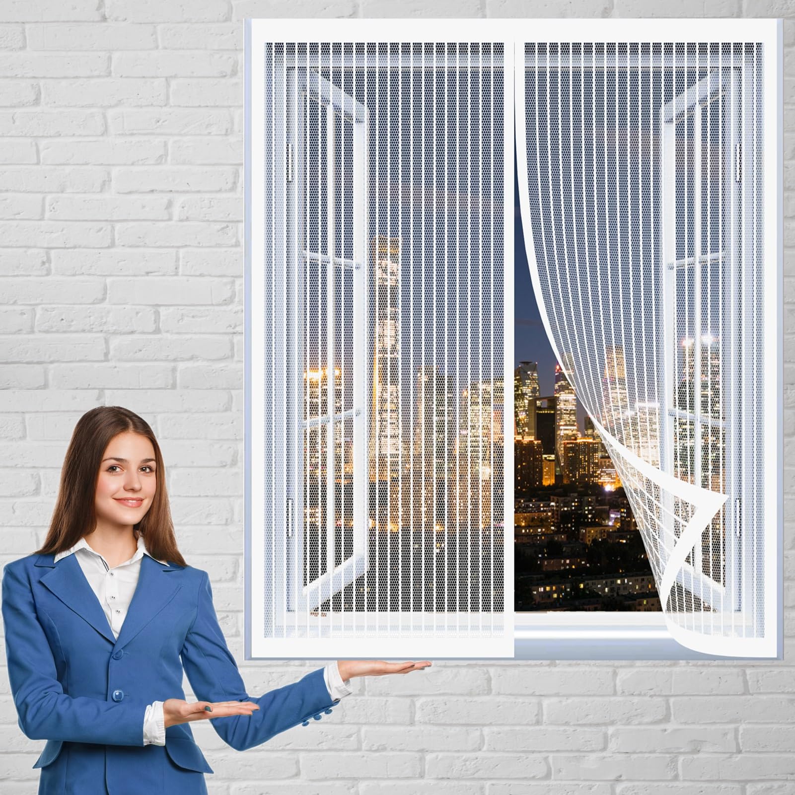 Curtain Mosquito Net 96 x 140 cm(38 x 55inch) Magnetic Fly Insect Mosquito Window Screen Mesh Curtain Keep Bug Out Let Fresh Air in for All Kinds of Window, White