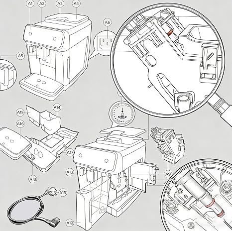 O Rings Replacement Parts Set Compatible with Philips Latte Go 2200 3200 3500 LatteGo EP4300 5100 5400 Pannarello 1200 2200 2500 3200