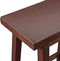 Vista 5 de Yaxa Basics Taburete de bar con asiento de silla de montar de madera maciza para mostrador de cocina con reposapiés, fácil montaje - altura de 24