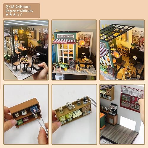 Miniatura 18 de Flever Dollhouse – Kit de casa en miniatura para bricolaje, habitación creativa con muebles para regalo romántico de San Valentín (tipo de café)