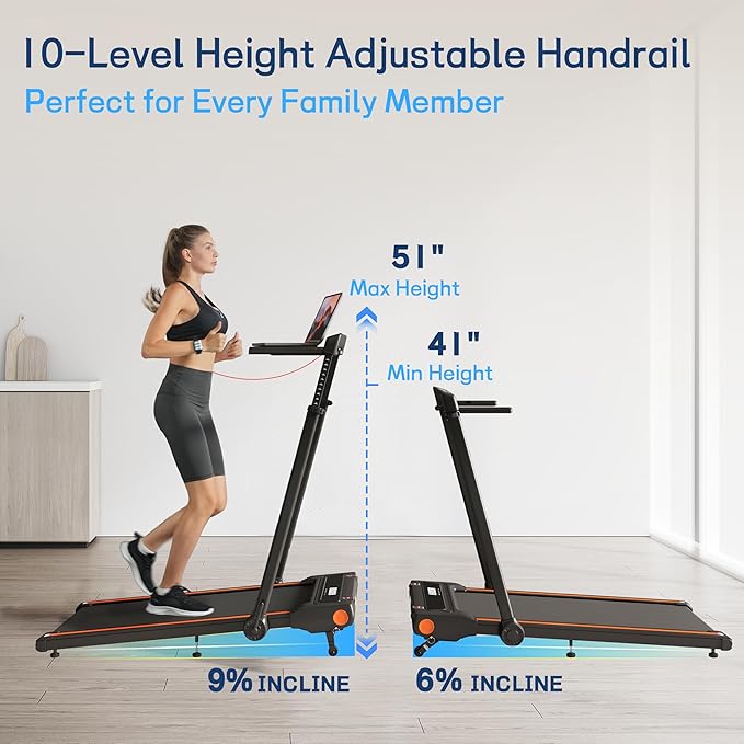 Caminadora Eléctrica Plegable con Inclinación 4HP 12.87 km/h Con bandeja removible miniatura 3