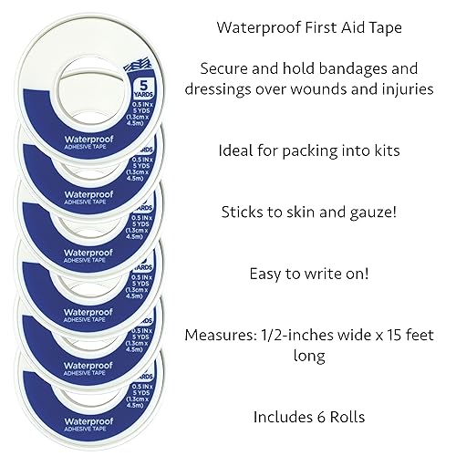 Miniatura 3 de Iconikal First Aid - Cinta adhesiva impermeable color blanco 05 x 5 yardas paquete de 6