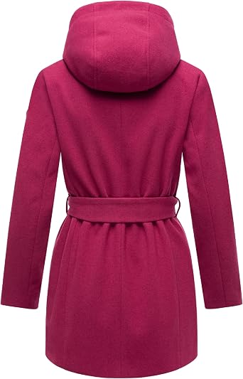 MARIKOO Katalinaa 16 Women's Long Trench Coat Warm Transition Jacket in Wool Look with Removable Hood XS - 3XL