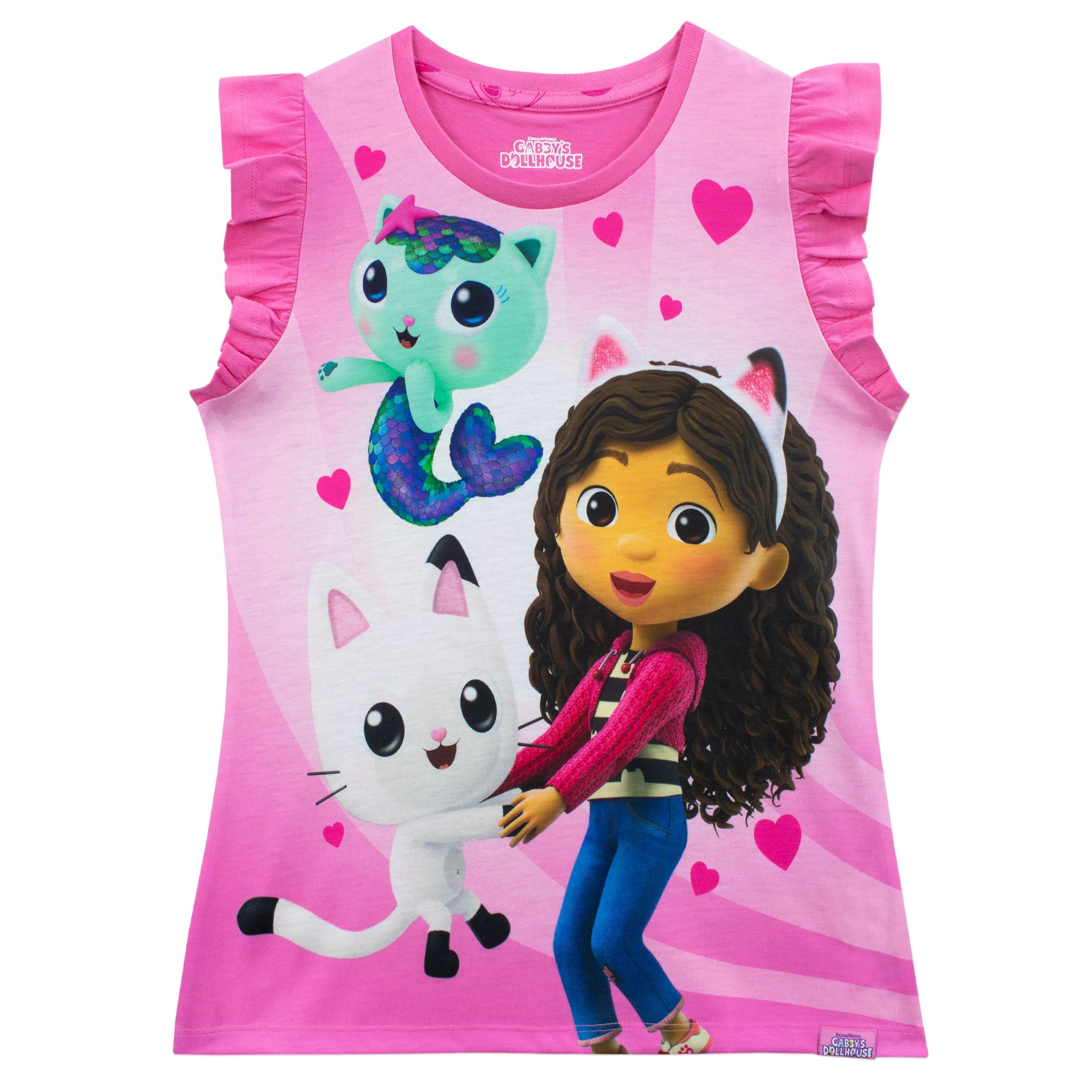 DreamWorks Girls Gabby's Dollhouse Pyjamas Short Frill Sleeve Pyjama Set For Kids