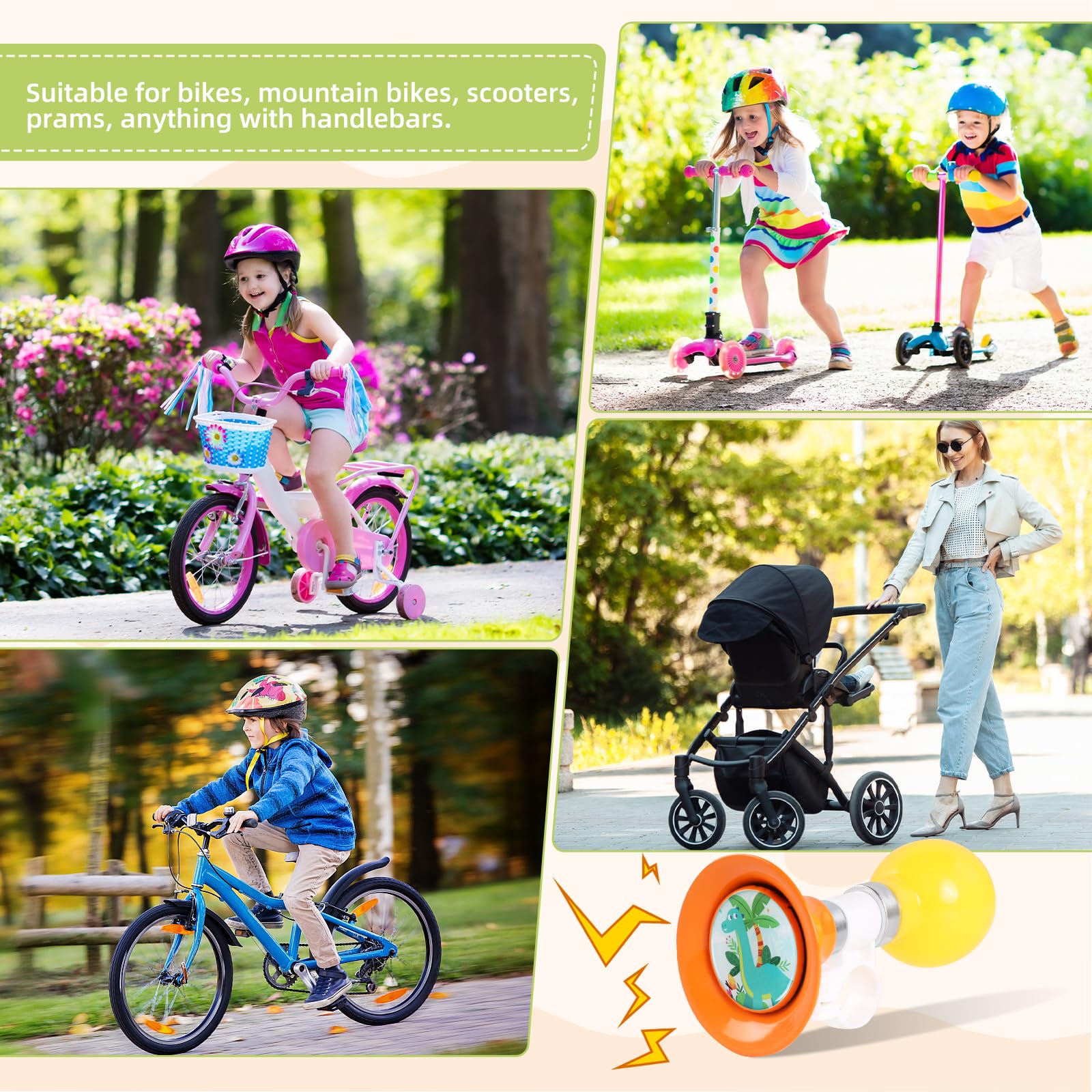 Campanello Bici Bambina, Trombetta Bicicletta per Biciclette Scooter Triciclo