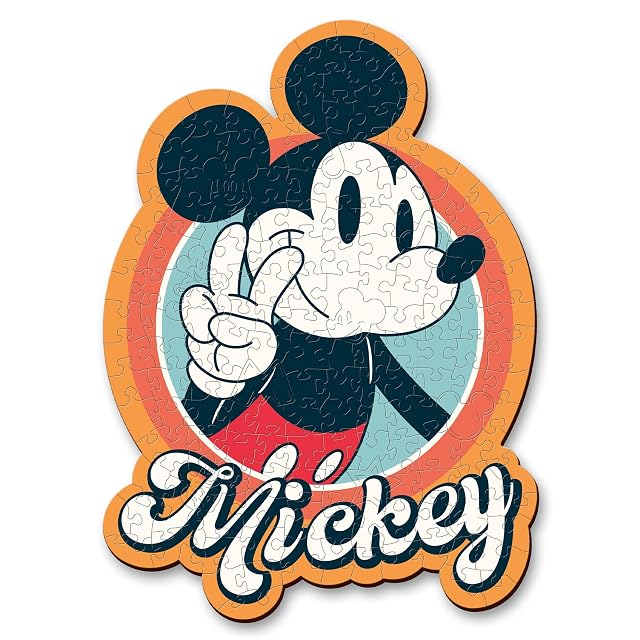 Trefl - Puzle de Contorno de Madera: Disney, Ratón Mickey Retro: 160 Piezas, Wood Craft, 10 Figuras…