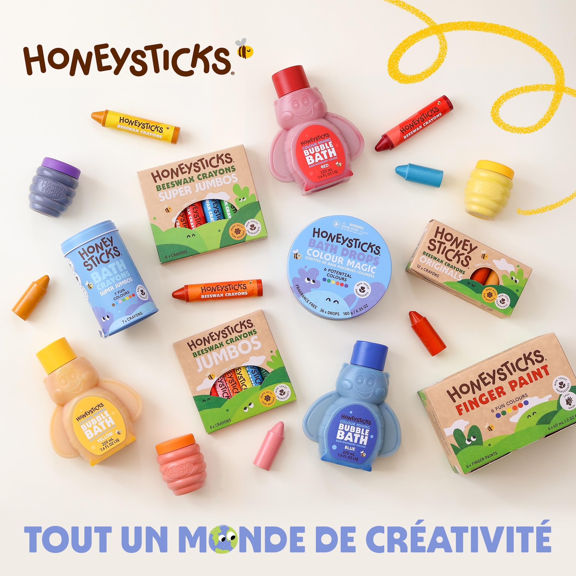Honeysticks crayons super jumbo (12 unités) - 100% cire d'abeille, couleurs alimentaires, non toxiques, incassables, extra grands, faciles à tenir, écologiques, 1-3 ans