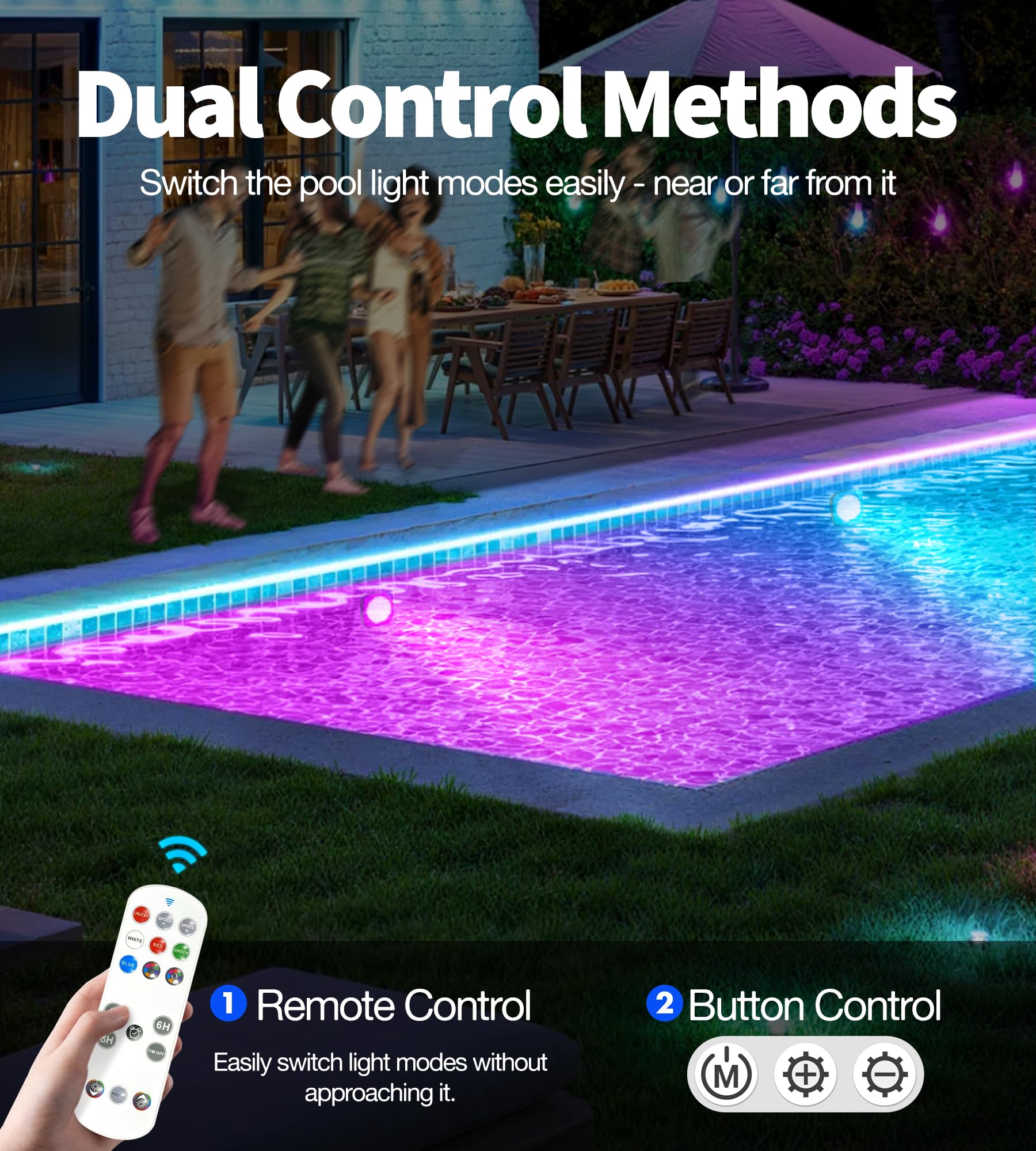 DeeprBlu 2026 Verbesserte LED Poolbeleuchtung Unterwasser mit Fernbedienung, Magnetische Poolbeleuchtung Akku mit 9 Beleuchtung Modi, Whirlpool Lichter Unterwasser Beleuchtung für Spa & Badewannen