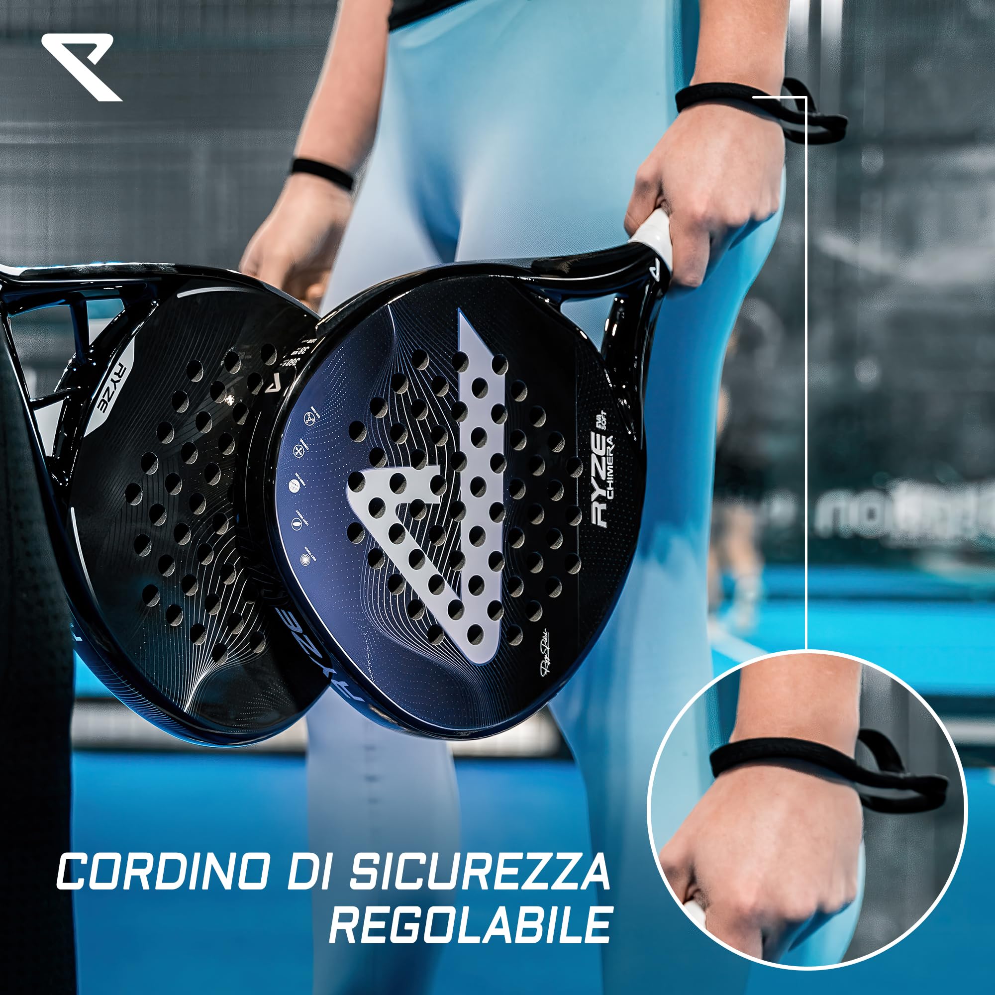 RYZE CHIMERA Racchetta da Padel - Fibra di Carbonio e Fibra di Vetro - Massima Controllo e Precisione - Struttura Leggera 360g con EVA-15 Flex - Padel Racchetta per Uomo e Donna - Custodia Inclusa