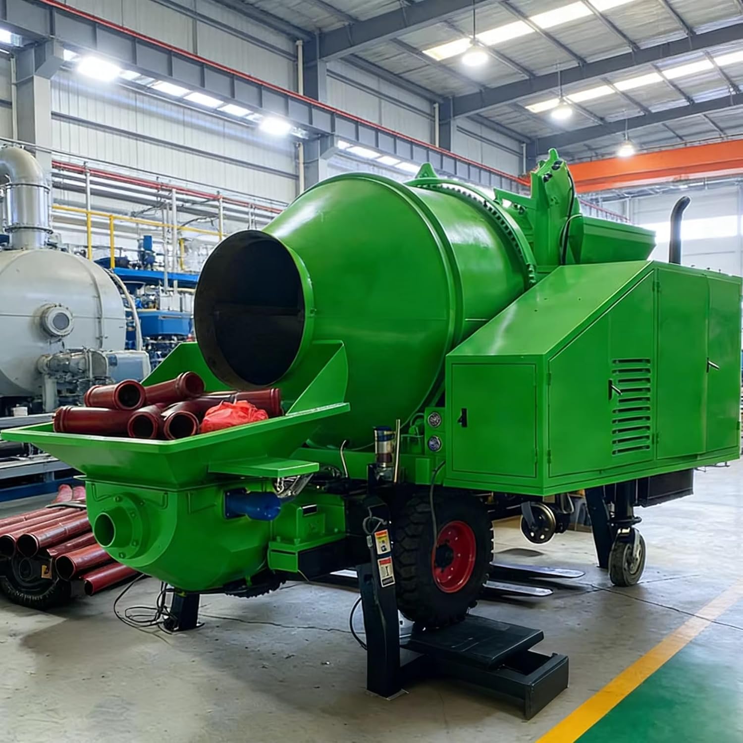 High Output Concrete Mixer with Pump, Commercial Cement Mixer Pump, Industrial Mobile Concrete Pump for Large Foundation Slabs