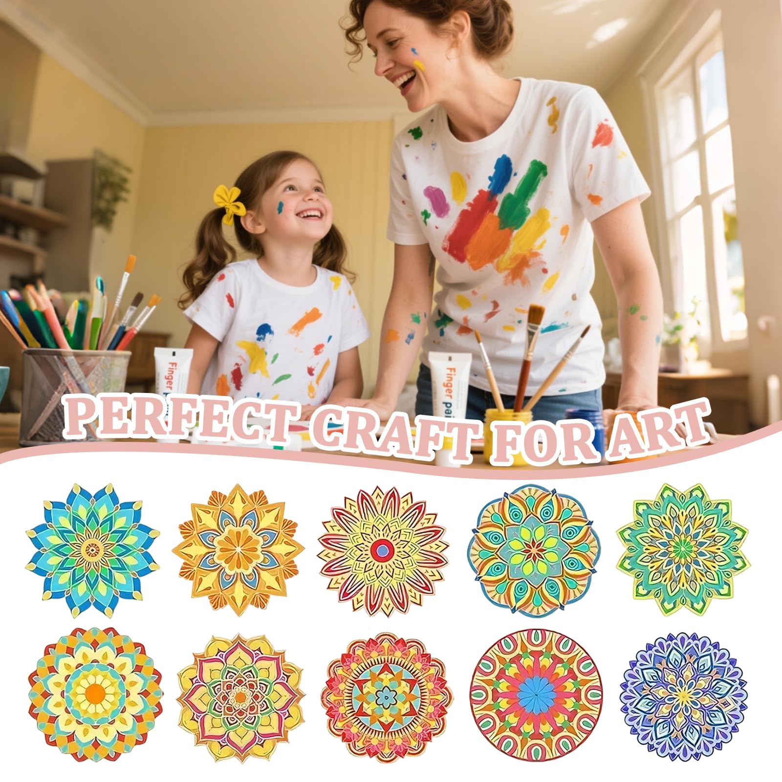 Ensemble de peinture mandala en bois, 10 pièces, bordure décorative en bois brut à peindre, mandala, ornement pour adultes pour se détendre, peinture, bricolage, décorations d'intérieur