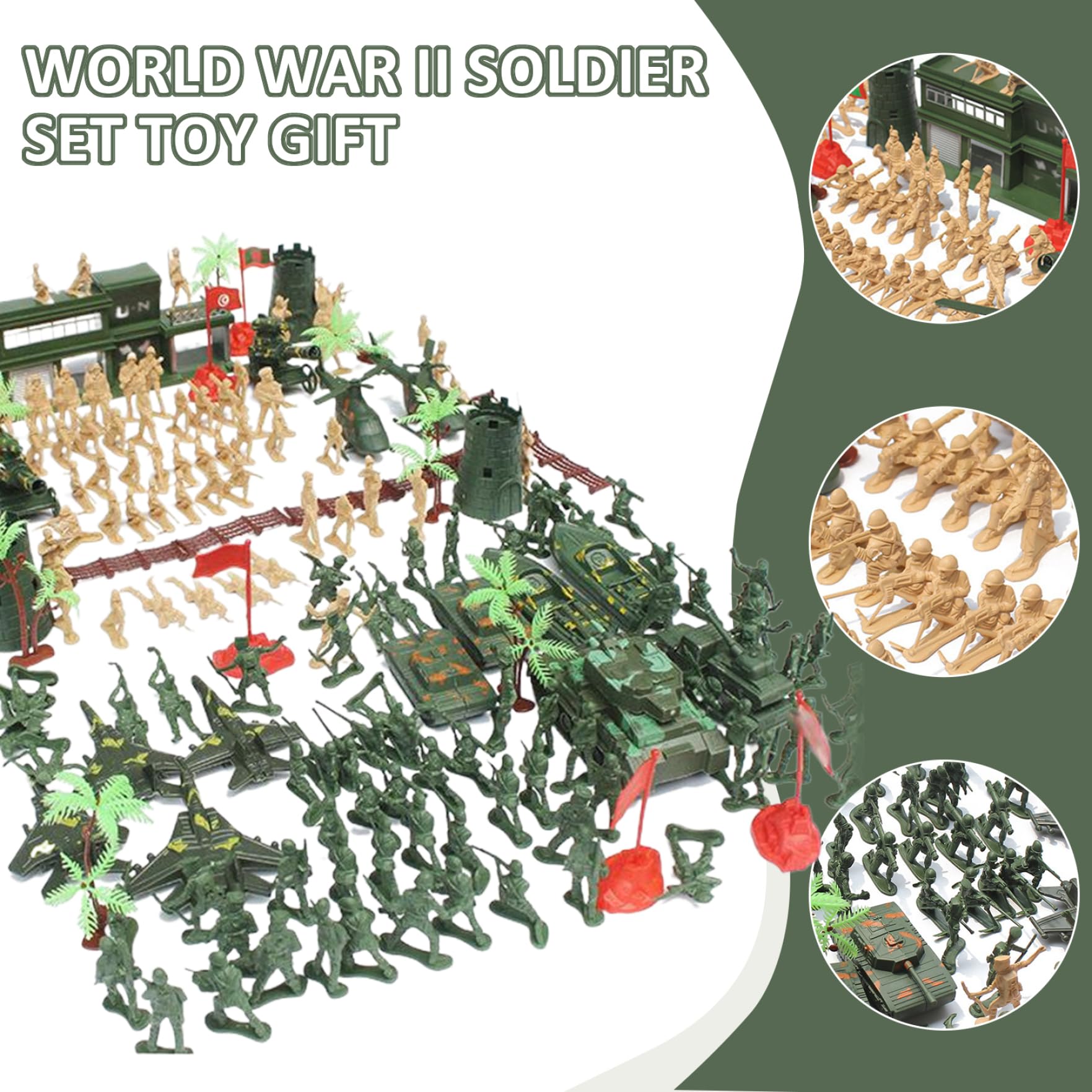 Set di giocattoli della Seconda Guerra Mondiale, set da gioco realistico per uomini dell'esercito armato fai-da-te con caserme di carri armati di soldatini per il compleanno di ragazzi