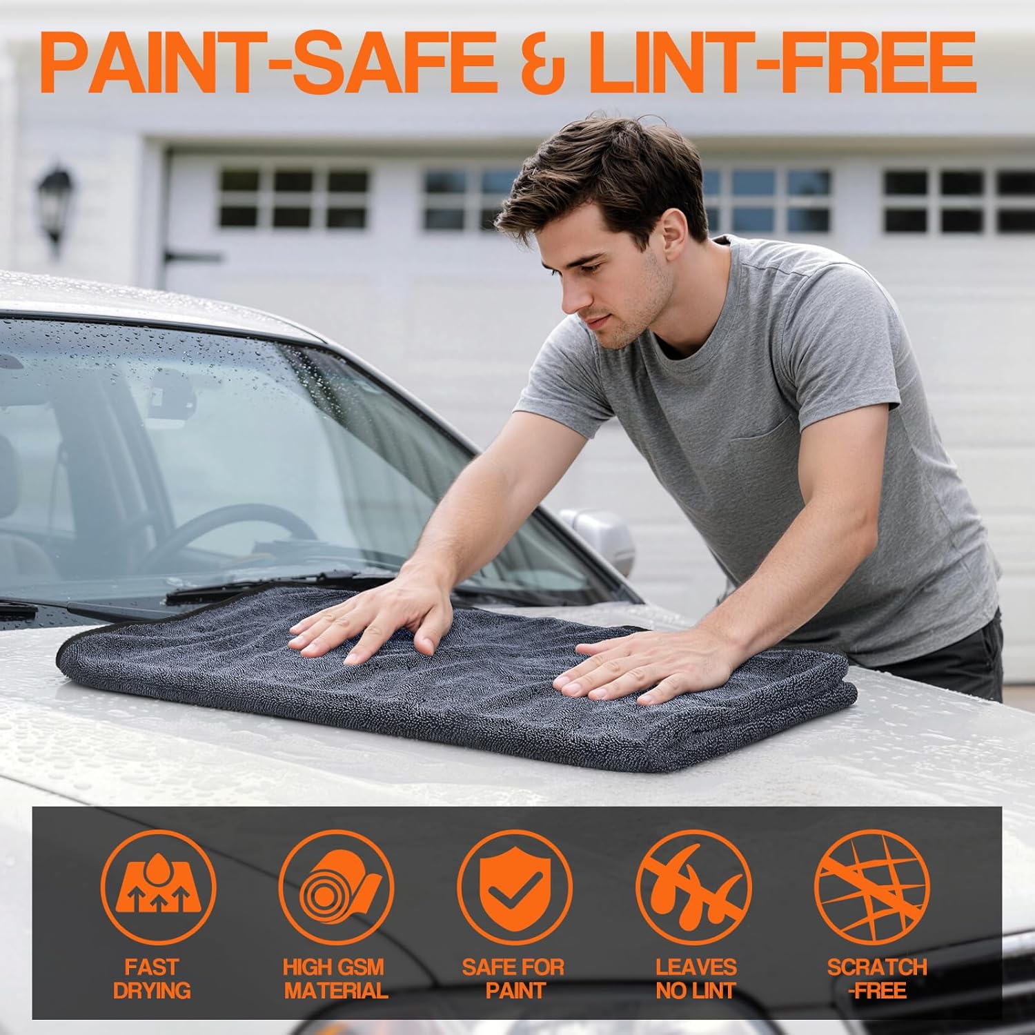 Bolant 4 Pack Twisted Loop Car Drying Towel, Microfiber Towels for Cars 24"x36", Reusable Shammy Quick Dry Cloth for Carwash, for Auto, Boat, RV, Garage & Home