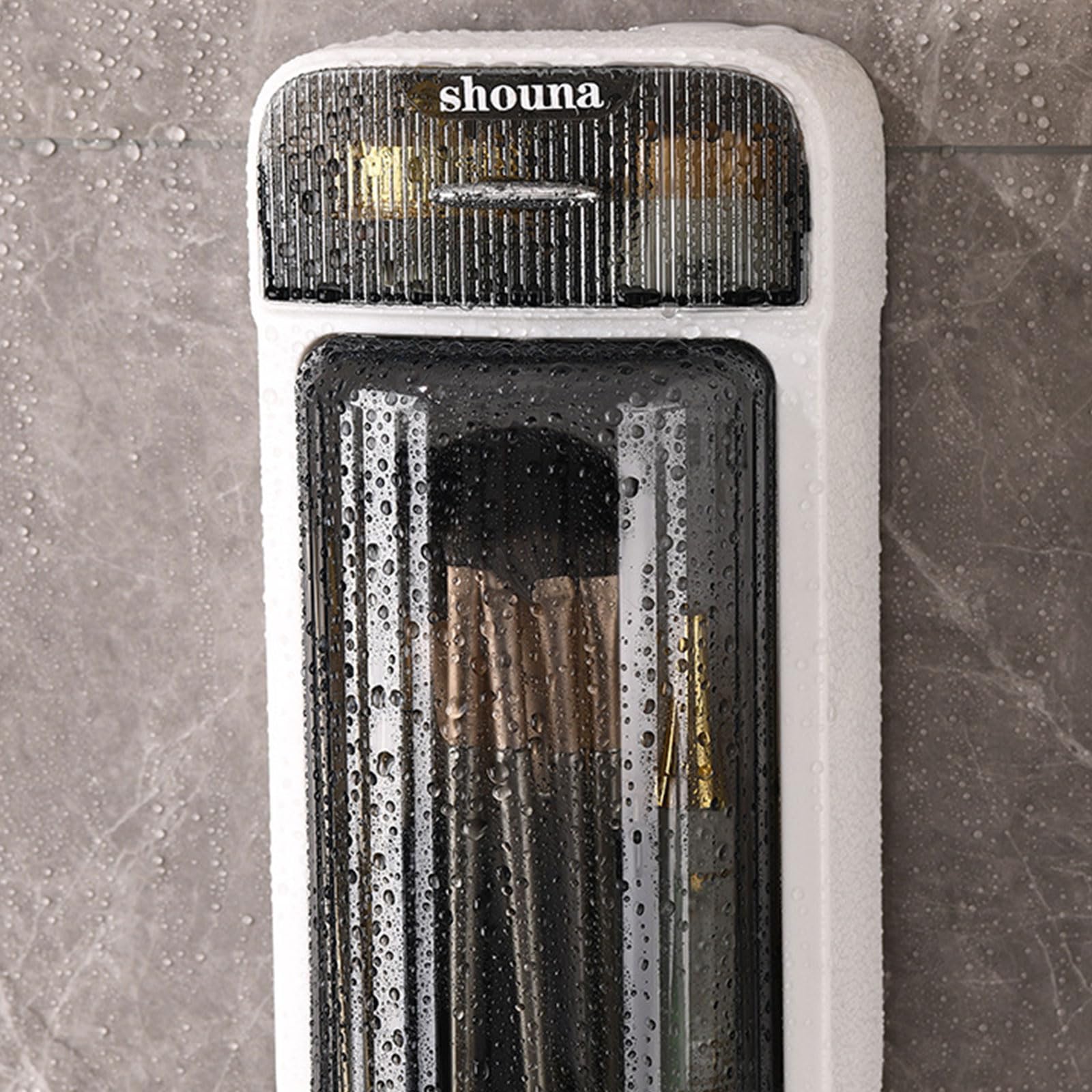 Scatola portaoggetti compatta da parete, elegante supporto rotante per pennelli da trucco, organizer da scrivania, organizer per matite e sopracciglia